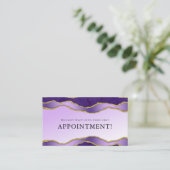 バイオレット&金ゴールドマーブルアゲート美しいアポイントメント 名刺 (スタンド正面)