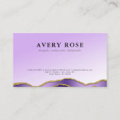 バイオレット&金ゴールドマーブルアゲート美しいサロンロイヤリティ 名刺 (裏面)