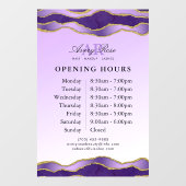 バイオレット&金ゴールドマーブルゲート美しいサロン時間 ウィンドウサイン (シート)