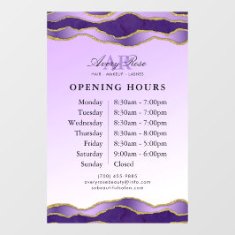 バイオレット&金ゴールドマーブルゲート美しいサロン時間 ウィンドウサイン