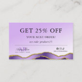 バイオレット&金ゴールドマーブルゲート美しいサンキューカード 名刺 (裏面)