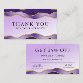 バイオレット&金ゴールドマーブルゲート美しいサンキューカード 名刺