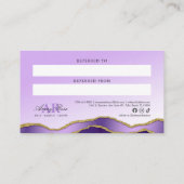 バイオレット&金ゴールドマーブルゲート美しい紹介カード 名刺 (裏面)