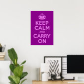 バイオレットKeep Calm and Carry On ポスター (ホームオフィス)