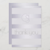 バイオレモノグラムのットシルバリきらめくストライプ サンキューカード (正面/裏面)