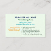 バイオロジーTutoring Services -先生ブシン 名刺 (裏面)