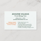 バイオロジーTutoring Services -先生ブシン 名刺 (裏面)