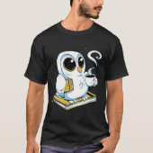 バイオークとコーヒーを持つフクロウ Tシャツ (正面)