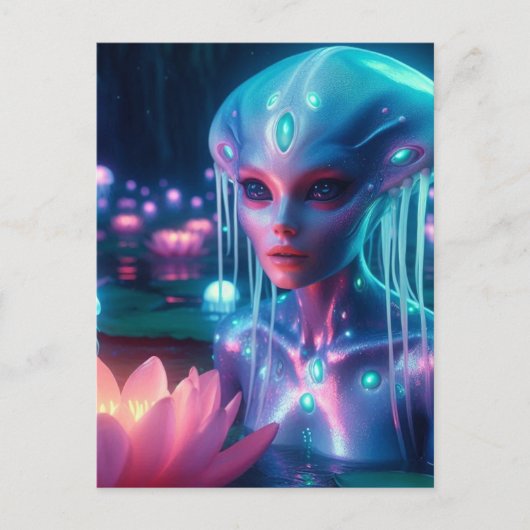 バイオ発光スイミングエイリアン ポストカード (正面)