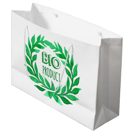 バイオ製品 グリーン ウォーターカラー ファーム フレッシュ フード ラージペーパーバッグ (正面アングル)