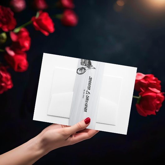 バイカジュアルクバイクもしくは自転車に乗る人をテーマモダン結婚にした 招待状ベリーバンド