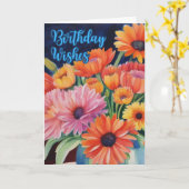 バイカラーの水彩画 誕生日の花々 カード (黄色い花)