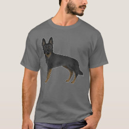バイカラーブラックジャーマンシェパードの可愛いキャラクター Tシャツ