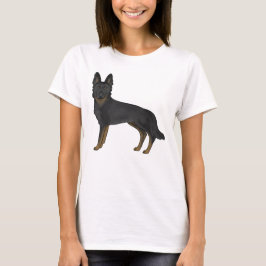 バイカラーブラックジャーマンシェパード かわいいキャラクターデザインの犬 Tシャツ