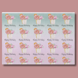 バイカラーローズの水彩画 誕生日おめでとう 薄葉紙