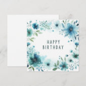 バイカラー水彩花の誕生日カード シーズンカード (正面/裏面)