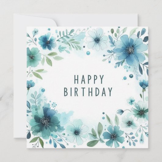 バイカラー水彩花の誕生日カード シーズンカード (正面)