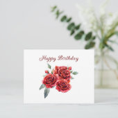 バイカラー赤バラの誕生日おめでとう ポストカード (スタンド正面)