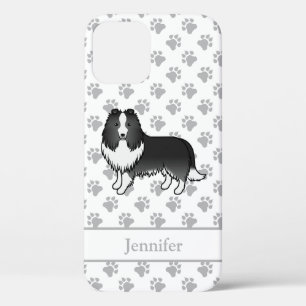 バイカラー シェルティ カートゥーン 犬 名前入り iPhone 12ケース