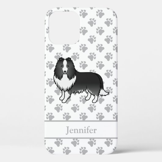 バイカラー シェルティ カートゥーン 犬 名前入り Case-Mate iPhoneケース (裏面)