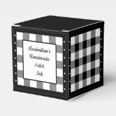 バイカラー チェック - 黒と白のクラシック フェイバーボックス (正面サイド)