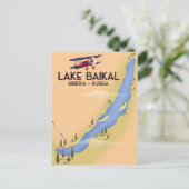 バイカル湖シベリアロシアの旅行ポスター地図 ポストカード (スタンド正面)