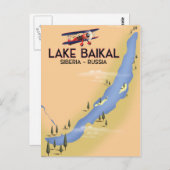 バイカル湖シベリアロシアの旅行ポスター地図 ポストカード (正面/裏面)