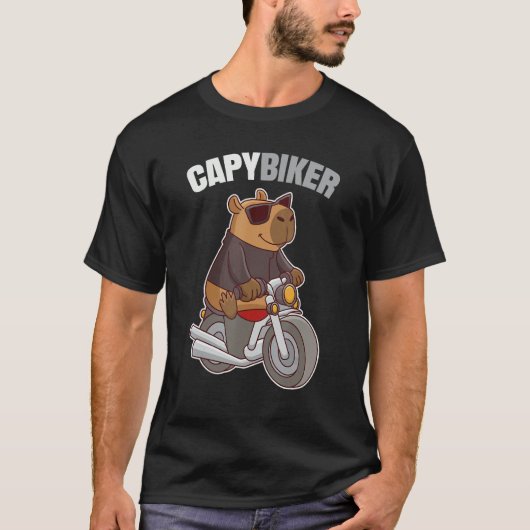 バイカーカピバラ - おもしろカピバイク Tシャツ (正面)