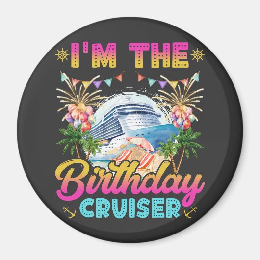 バイカークルーズの誕生日お祝いサークル マグネット (正面)