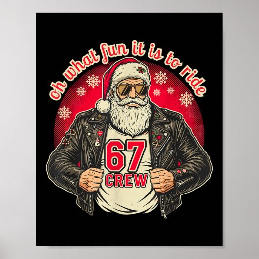 バイカーサンタ67クルー おもしろクリスマスレザージャケット ポスター (正面)