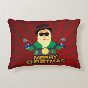 バイカーサンタ クリスマススローピロー 40cm x 30cm アクセントクッション