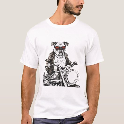 バイカーブルドッグの態度 Tシャツ (正面)