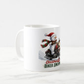 バイカー・スノーマン・クリスマス・ライト コーヒーマグカップ (正面左)