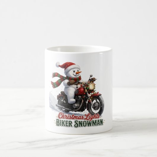 バイカー・スノーマン・クリスマス・ライト コーヒーマグカップ (中央)