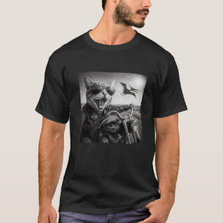 バイカー 猫 恐竜 チェイス 面白い オートバイ サングラス Tシャツ
