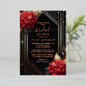バイガーデンダイヤモンドレッドブラックと金ゴールドブライダルシャワー 箔招待状 (立ち正面)