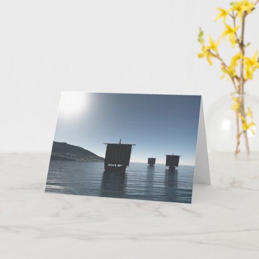 バイキングが月に照らされた夜に迫る長老 カード (黄色い花)