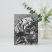 バイキングで槍と翼のあるヘルメットを持つ女性 ポストカード (スタンド正面)