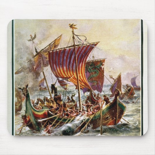 バイキングのドラゴンを攻撃するアルフレッドのゲラ マウスパッド (正面)