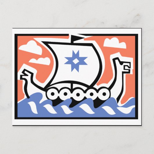 バイキングのロングボート ポストカード (正面)