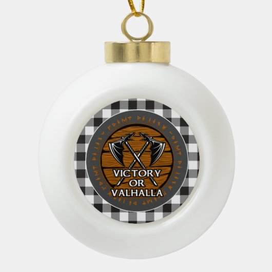 バイキングの勝利またはヴァルハラはアックスルーンズプレイドを越えた セラミックボールオーナメント (正面)