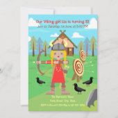 バイキングの女の子のアーチと矢印のパーティー 招待状 (正面)