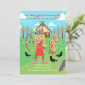 バイキングの女の子のアーチと矢印のパーティー 招待状 (スタンド正面)