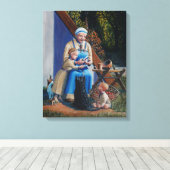 バイキングの女性・母・子ども – スコットランド犬 – 猫 キャンバスプリント (インサイチュ (ウッドフロア))