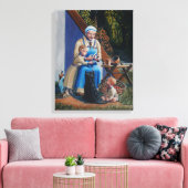 バイキングの女性・母・子ども – スコットランド犬 – 猫 キャンバスプリント (インサイチュ (リビング))