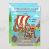 バイキングの子供たちをバースデーパーティーに呼びましょう 招待状 (正面/裏面)