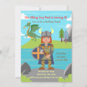 バイキングの少年とドラゴンの誕生日パーティー 招待状 (正面)