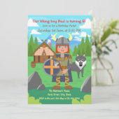 バイキングの少年戦士と愛犬オオカミの誕生日パーティー 招待状 (スタンド正面)