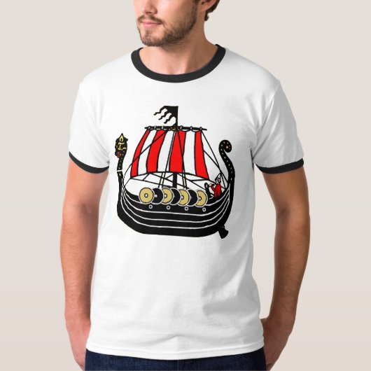 バイキングの帆船のためのバイキングの長い船 Tシャツ (正面)
