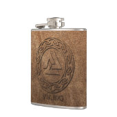 バイキングの戦士の革プリント フラスク (左)